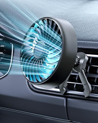 xuenair Car Ventilator für Auto SUV Van Pickup Wohnmobil Autoventilator USB zur Verbesserung der Kaltluftzirkulation Kleiner Clip-Ventilator mit bunter Beleuchtung und leisem Betrieb
