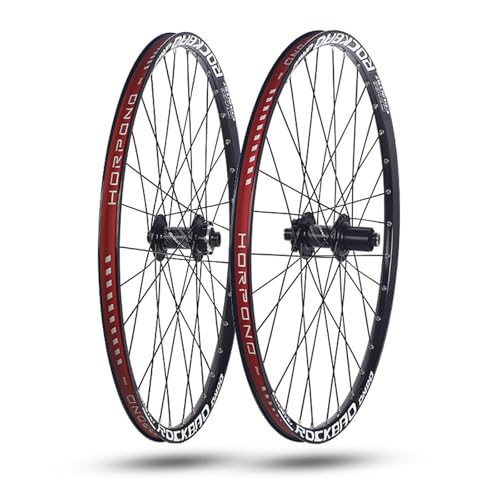 Juego De Ruedas Bicicleta Montaña 24 26 27.5 29 Pulgadas Frenos De Disco Llantas De Aleación De Aluminio Doble Capa Cierre Rápido/Eje Pasante Bujes De 32 Radios 7-11 Velocidades(Black TA,29'')