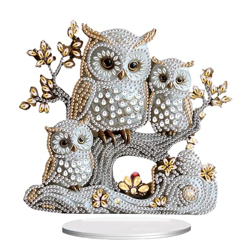 DCIDBEI DIY Diamond Painting Ornament Eule 13x18cm Diamond Painting Ornamente Diamant Malerei Kits Diamant Painting Tisch Deko Eulen Painting Tischdekoration Anfänger Desktop Dekoration Tiere