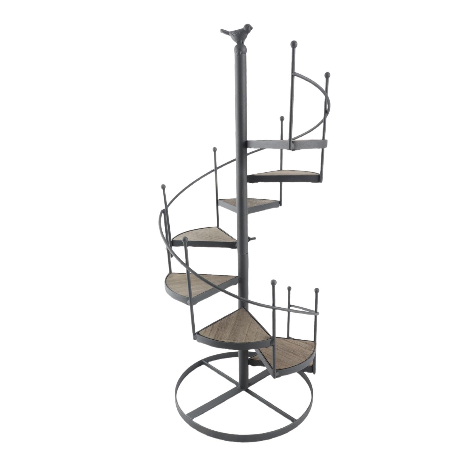 Sxhlseller Support de Plantes en Fer forgé avec étagères en Bois, 23cm