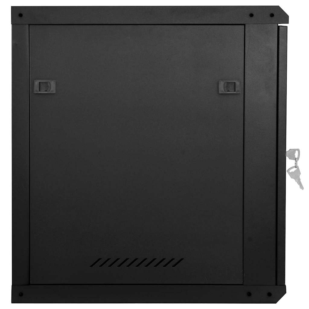 Armadio di rete 60 x 60 x 50 cm, montaggio a parete, armadio server da 19 pollici, armadio in acciaio nero per apparecchiature IT