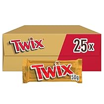 Twix, Barretta Snack con Biscotto Gustoso e Croccante Con Caramello Ricoperto di Cioccolato al Latte, 25 barrette x50g (1250g), Per Idee Natale 2025, Nuova versione