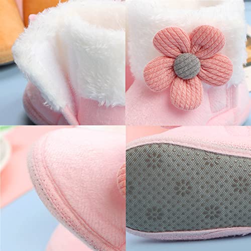Baby Booties Cozy Fleece Flat Slippers Soft Infant Shoes Newborn Stay On Slipper Winter Warm Gri𝐩per Non-Slip 𝗖rib Shoes3