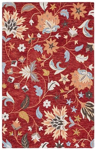 Tapete decorativo rectangular rojo y naranja 5x8 ft miniatura 3