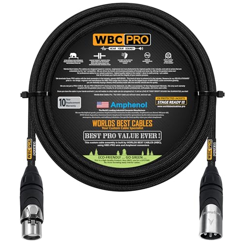 15 Foot - WBC-PRO-Quad Ultra-Silent Ultra-Flexible Balanced Star-Quad Cable with Amphenol Male & Female XLR Plugs & Black Tweed Jacket