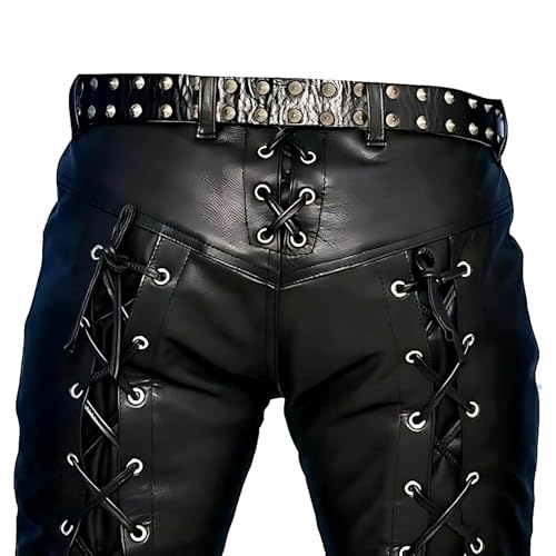 Men's Classic Casual Leather Motorcycle Pant Native American Hand Made Cowboy Style Cowhide Leather Pant3