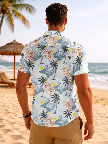 Image of Yoimira Hawaiian Shirts for Men, Print Mens Casual Short Sleeve Button Down Shirts Floral Aloha Beach Shirt