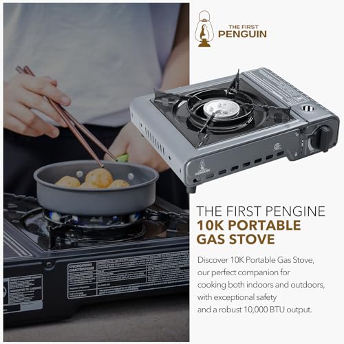 The First Penguin Portable Camping Stove - with Carrying Case 10,000 BTU Great for Emergency Preparedness Kit, High Power Butane Stove, Perfect for Camping, Hiking and Emergency-Grey - Image 4