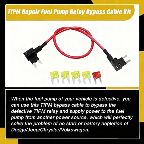 Image of SecosAutoparts TIPM Repair Fuel Pump Relay Bypass Cable Kit CBWPR091AA Fit for Dodge Ram 1500 2500 3500 Fit for VW Fit for Chrysler Fit for Jeep 2008-2016 Fuse Holder Adapter 14AWG Wire /20AMPs