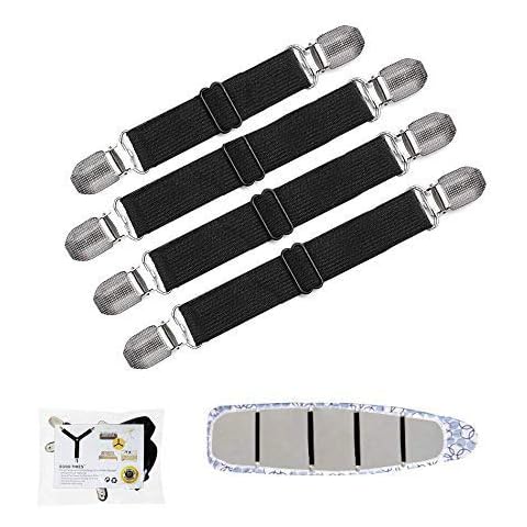 GOODTIMES Ironing Board Cover Clips, Adjustable Ironing Board Pad Braces Fasteners Mini Suspenders - Keep Cover Flat and Secure Tention Clips Cover