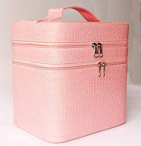 Annie Queen Faux Crocodile Pattern Cosmetic Storage Cases Makeup Box Pink by Annie Queen