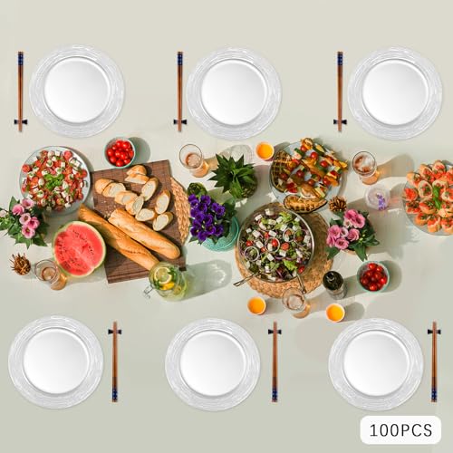 100 Platos Cargadores Plateados 13 Pulgadas Plástico miniatura 3