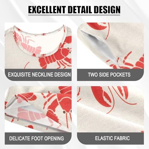 ALAZA Hipster Red Lobster Pajamas Set Short Sleeve Cotton Sleepwear Summer Pjs 2 Piece 5-14Y4