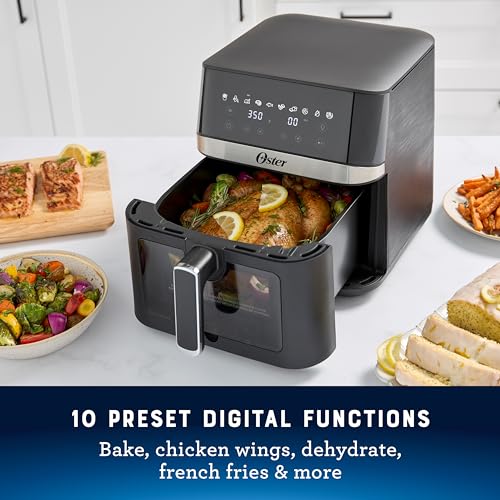 Oster Air Fryer 6 Quart Digital Air Fryer Large with Window