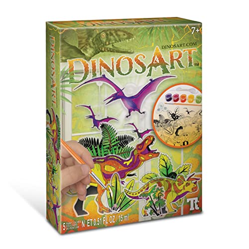 Dinos Art Kreativset zum Bemalen von Dino Fensterbildern, ab 7 Jahre Cover