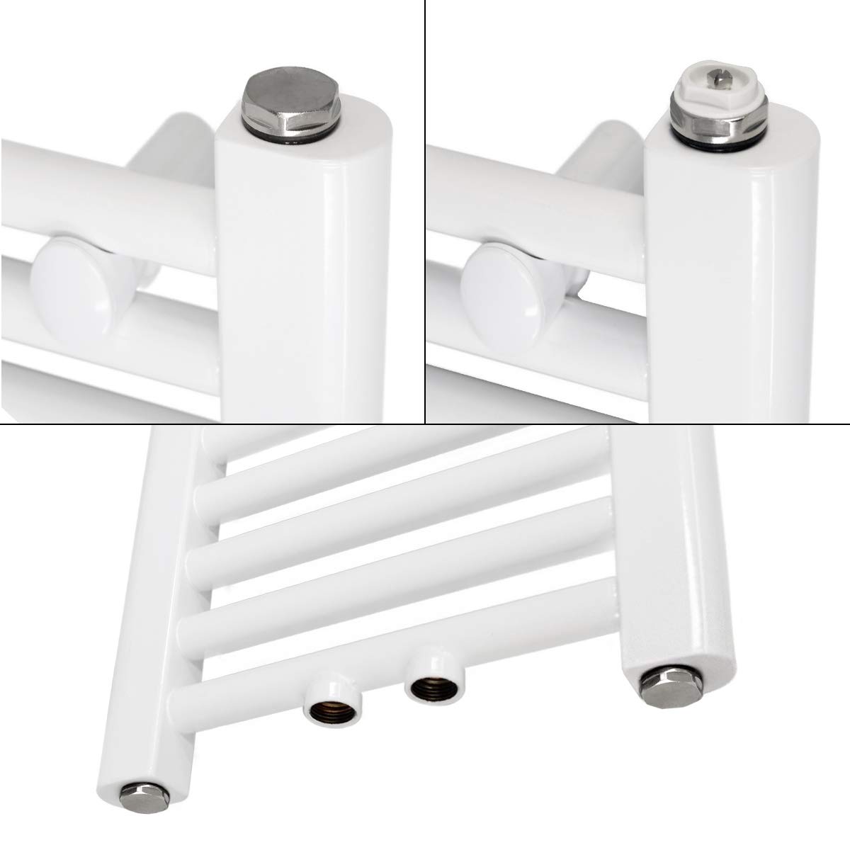 ECD Germany Radiatore Scaldasalviette Sahara 300x1400mm Bianco Dritto Chiusura Centrale