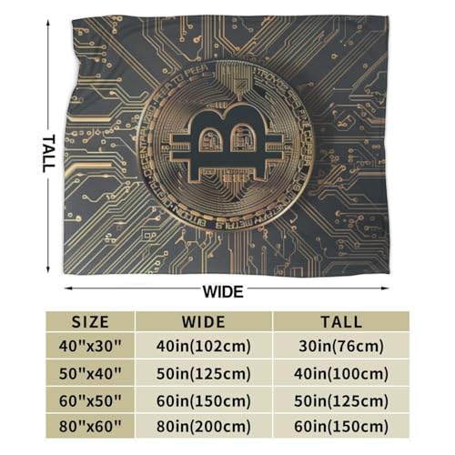 Gold Circuit Board Bitcoin Print Flannel Blanket Lightweight Soft Fleece Animal Throw Blanket for Sofa Bed Women Men Children, 50"x40" - Image 4
