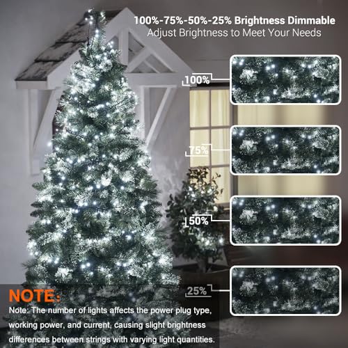 Image of Brizled Christmas String Lights, 279ft 800 LED Color Changing Christmas Lights with Remote, 11 Modes Tree Light Cool White & Multicolor Green Wire Xmas Light Outdoor for Xmas Party Home