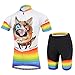 SUHINFE Abbigliamento Ciclismo Ragazzi Maniche Corte, Cartone Animato Maglia Ciclismo e Shorts Ciclismo Traspirante ad Asciugatura Rapida, Estivo (XS, Cane)
