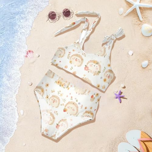 KLL Cute Watercolor Hedgehogs Girls' 2 Piece Bikini Sets Scoop Neck Swimsuit Swimwear Adjustable Shoulder Strap 5