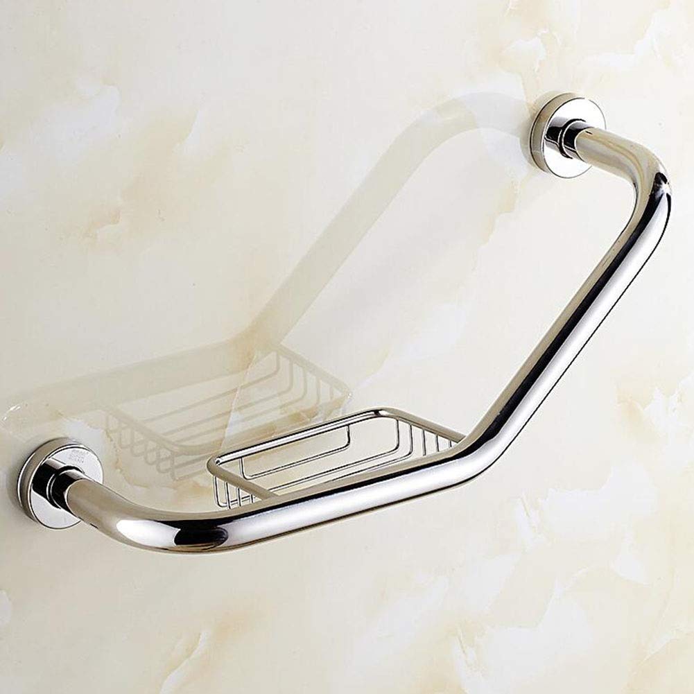 MUMA Bathroom Grab Bar, Anti-Slip Grab Rail Handle/Support Handle With Soap Basket Suit For Elder & Children & Personal Use (Color : Three-curved armrest+soap box)