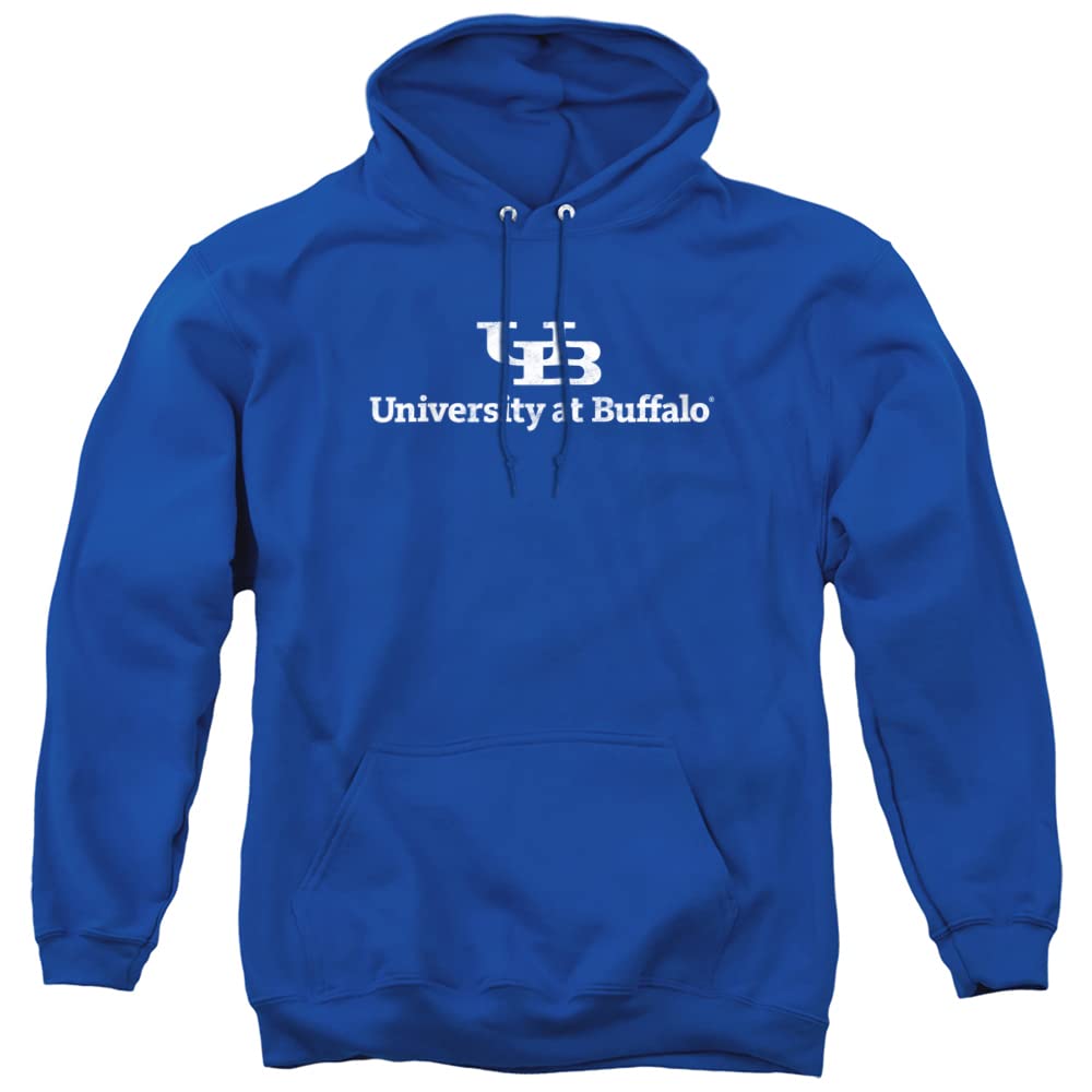 University at Buffalo Official Distressed Primary Logo Unisex Adult Pull-Over Hoodie,University at Buffalo, Large