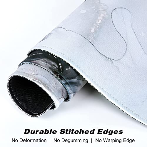 Atufsuat Extended Large Mouse Pad, XXL Gaming Desk Pad 31.5 x 15.7 Inch, Big Computer Keyboard Mousepad, Waterproof Mouse Mat with Stitched Edges and Non-Slip Base for Office Gaming, Gray Ink Marble - Image 6