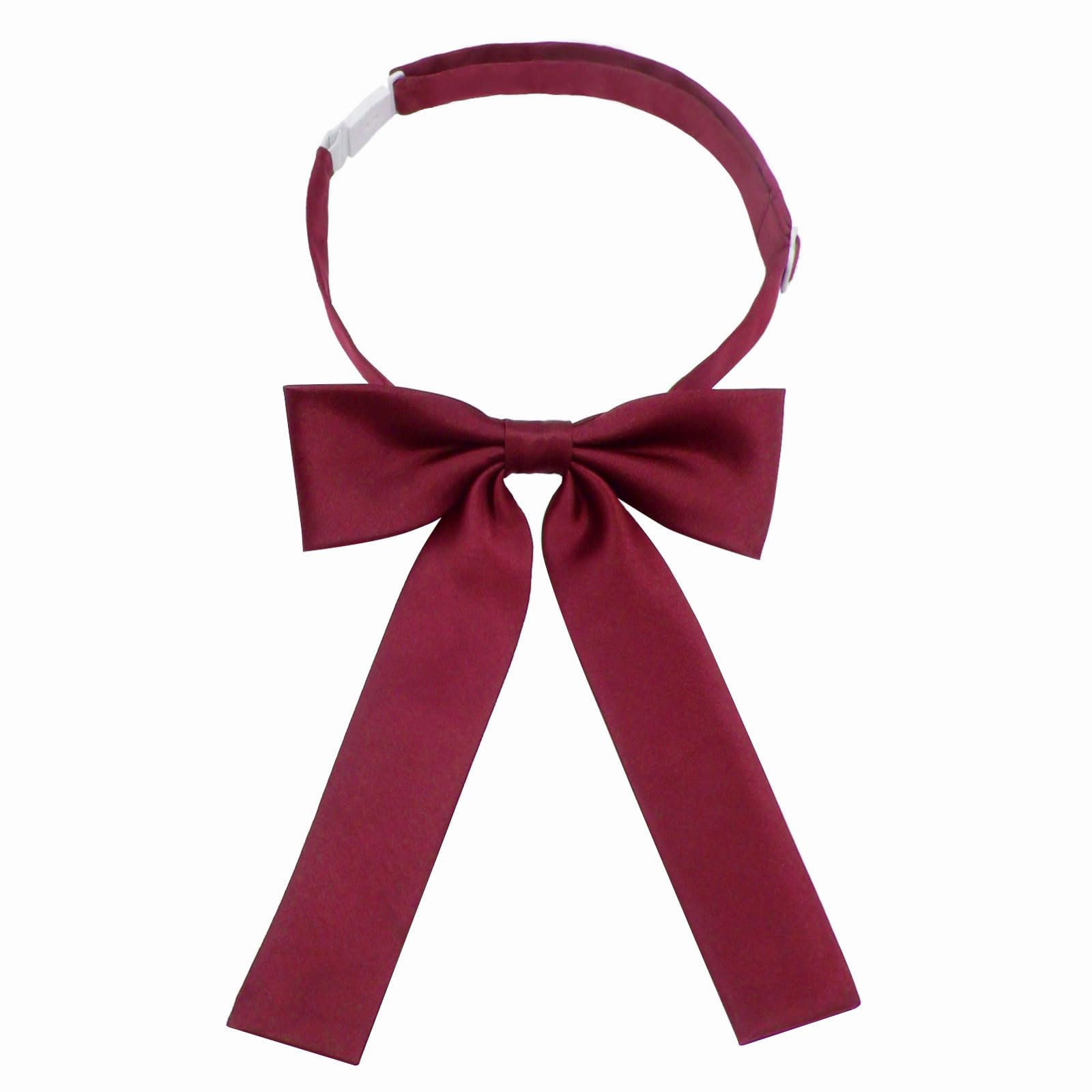 Mantieqingway Bow Ties for Women/Girls, Pre-tied Adjustable Bowties Solid Color Polyester Bow Tie for School Uniform Shirt