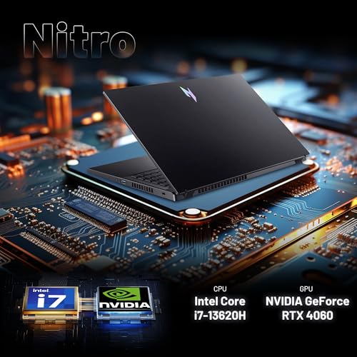 Nitro V 15 Gaming Laptop, 15,6 pollici FHD 144Hz Display, Intel i7-13620H, NVIDIA GeForce RTX 4060, 16GB DDR5, 512GB SSD, Tastiera retroilluminata, Webcam, Nero, Win 11 Pro, set di docking - Notebook - Immagine 4
