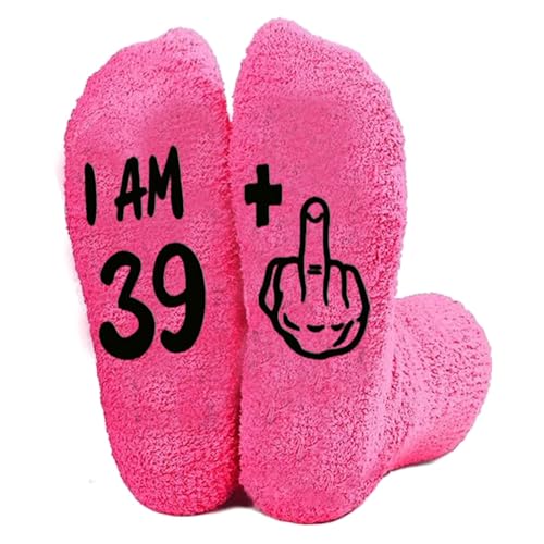 MOLIMOLI Calcetines 40 cumpleaños mujer, ideas de regalos divertidos para mujeres 40 cumpleaños, calcetines de peluche de poliéster con embalaje de magdalenas