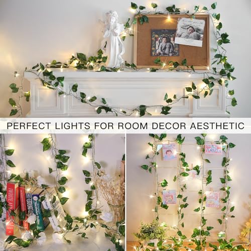 Suddus Vine With Fairy Lights Plug In, 33Ft 100 Led Pothos String Lights Connectable With Remote, Leaf Lights For Bedroom, Room, Wall thumb #2