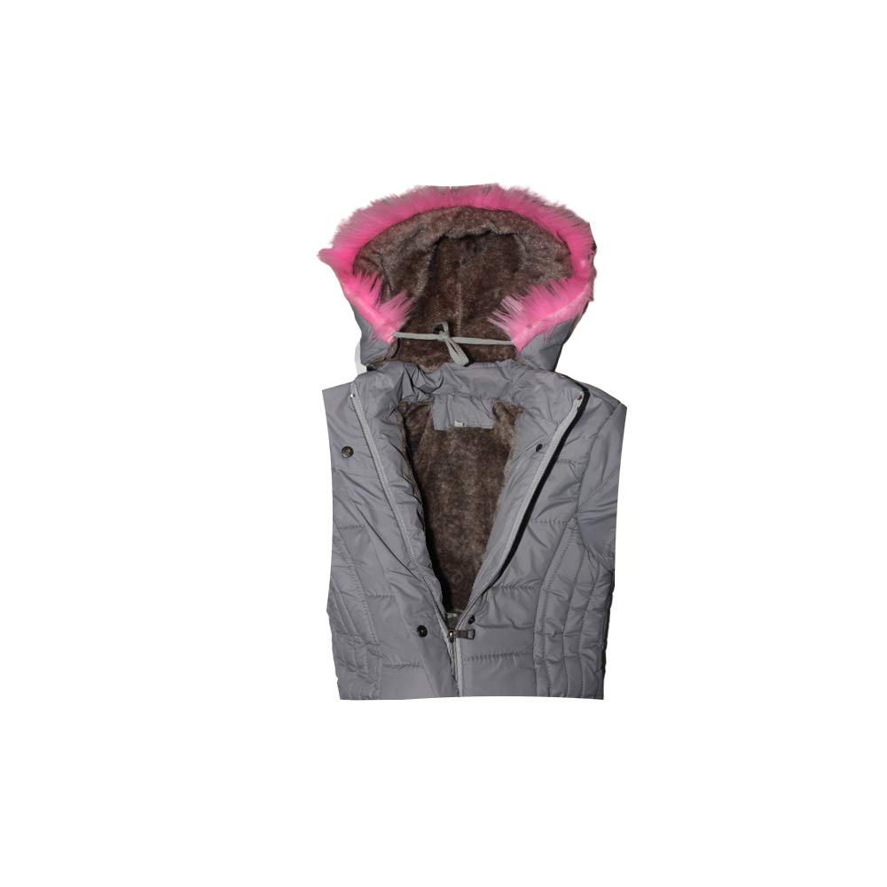 Malvina Kid's Girl's Winter Wears Full Sleeve Hooded Jacket (Grey,9-10 Years) 3