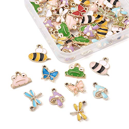62pcs-Colorful-Enamel-Pendant-Charms-Alloy-Frog-Mushroom-HoneyBee-Dragonfly-Butterfly-Dangle-Charm-Loose-Spacer-Beads-for-DIY-Bracelet-Necklace-Jewelry-Crafts-Making-Hole-18-2mm