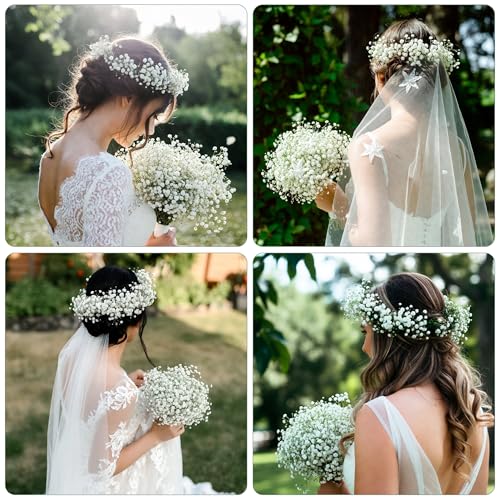 Image of Babys Breath Artificial Flowers, 30 pcs White Flowers Artificial Real Touch Faux Flowers Bouquet Look Real Fake Flowers for Wedding Party Home Garden Tables Centerpieces Office Arrangements Decoration