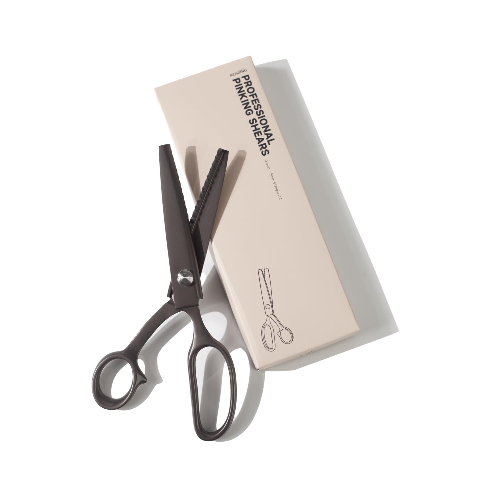 KEARING 9" Full-Metal Pinking Shears - 5mm Triangle Titanium Gray Scissors