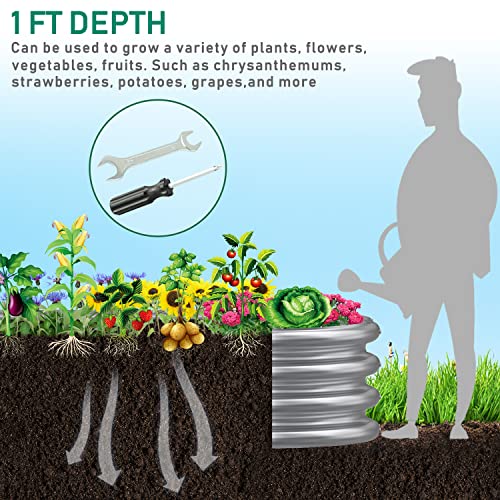 Mostmahes 2 Pcs 8X2X1/6.5X3.5X1/5X5X1Ft Galvanized Raised Garden Bed For Flowers, 9 In 1 Adjustable Outdoor Raised Planter Box, Backyard Metal Raised Garden Bed For Plant #TOP5