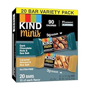 KIND Minis, Dark Chocolate Nuts & Sea Salt/ Caramel Almond & Sea Salt, 14 Oz (Pack Of 20)