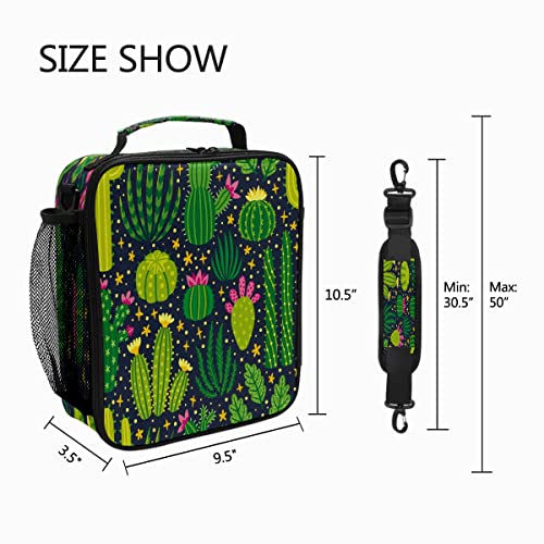 Borsa per il pranzo con cactus a cartoni animati