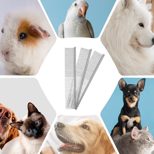3 Stück Edelstahl Hundekamm Hunde Kamm Zur Fellpflege Tierkamm Für Katzen Hundekämme Stahlkamm Zur Hundepflege Feinzahniger Kamm Katzenkamm Für Verfilztes Haar Metallkamm Für Haustiere(19cm)