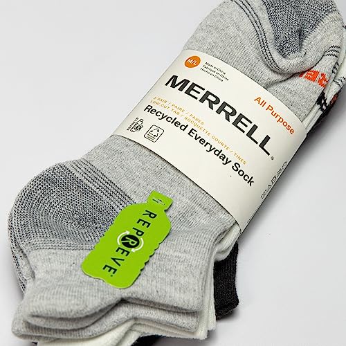 Merrell Unisex-Adult Recycled Everyday Half Cushion Low Cut Tab Socks - 3 Pairs - Breathable Hiking4