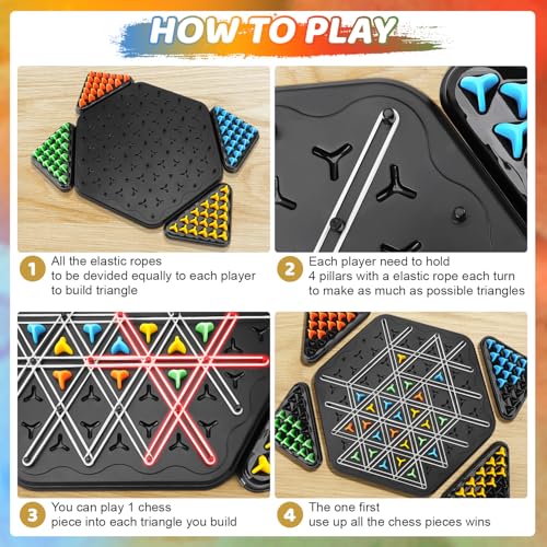 Chain Triangle Chess Game, Triggle Elastic Band Game, Family Games For Kids And Adults, Family Fun Night Chess Set, Chain Board Chess Desktop Puzzle Interactive Brain Teaser, 2 To 4 Players