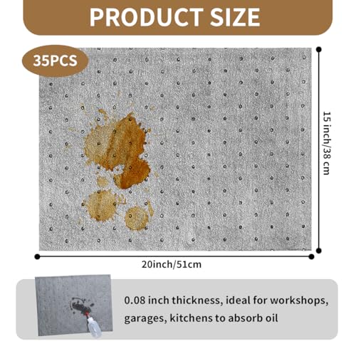 Image of 35 Pcs Oil Absorbent Pads, Oil Absorbing Sheets 15 inch x 20 inch Oil Spill Mat, Clean and Clear Oil Absorbing Sheets Oil Pads for Home Garage Basement Restaurant and Kitchen(Gray)
