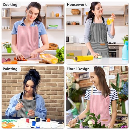 Image of VALOME 2 Pack Kitchen Aprons, Apron for Cooking with 2 Pockets, Unisex Adjustable Neck Strap Chef Aprons for Men Women