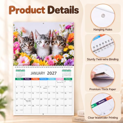 Image of 2027 Wall Calendar 12 Month Hanging Monthly Planner