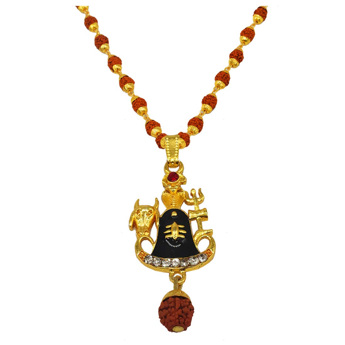 Sullery Religious Shivling Trishul Locket With Gold Plated Cap Panchmukhi Rudraksha Mala And Brown Brass Wood Jewellery Pendant Necklace Chain For Men Women (B08K4RJN7H) Amazon Price History, Amazon Price Tracker
