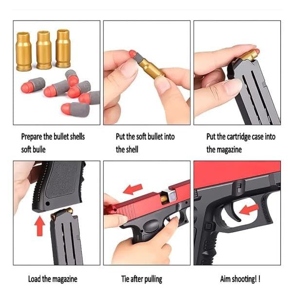 Image of Real Gun Pistol Original with reloadable Magazine | Soft Rubber Foam Bullet | Jump Out shel