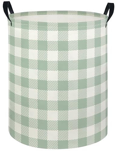 Image of Baby Laundry Hamper kids laundry Basket Waterproof Laundry Bag for Bedroom Clothes Organizer Room Decor(Green Checkered)