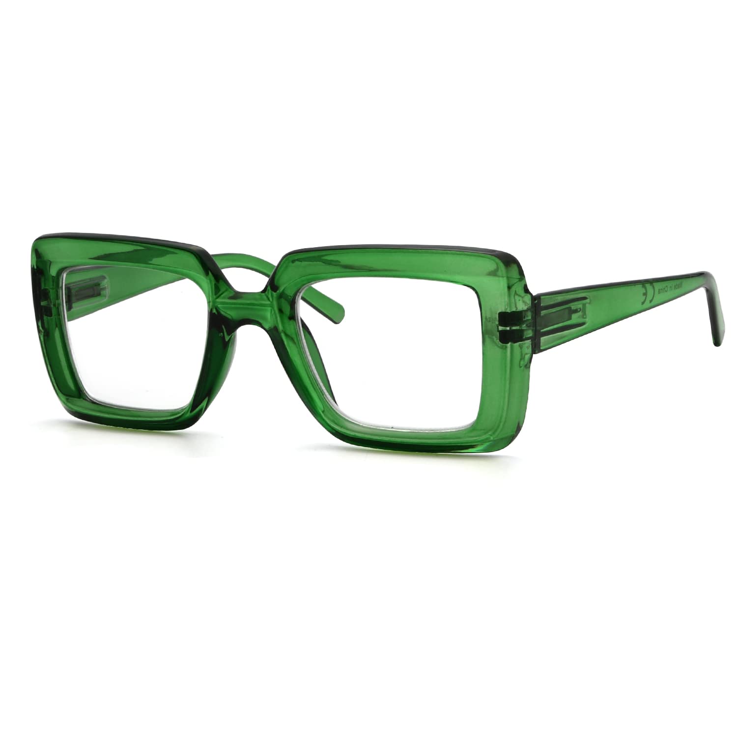Eyekepper Square Design Reading Glasses for Women Stylish Plus Size Reading Aid Green-r2101 1.5 x