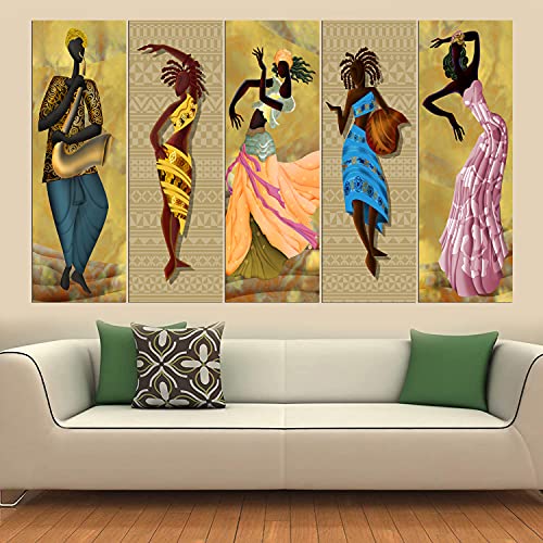 Image of Maxstone Traditional Indian Beautiful Folk Indian Dance Wall Painting for Living Room, Bedroom, Office, Hotels, Drawingroom,Hallroom Hotels & Gifting - Wooden Framed (30x60 inch) M1220
