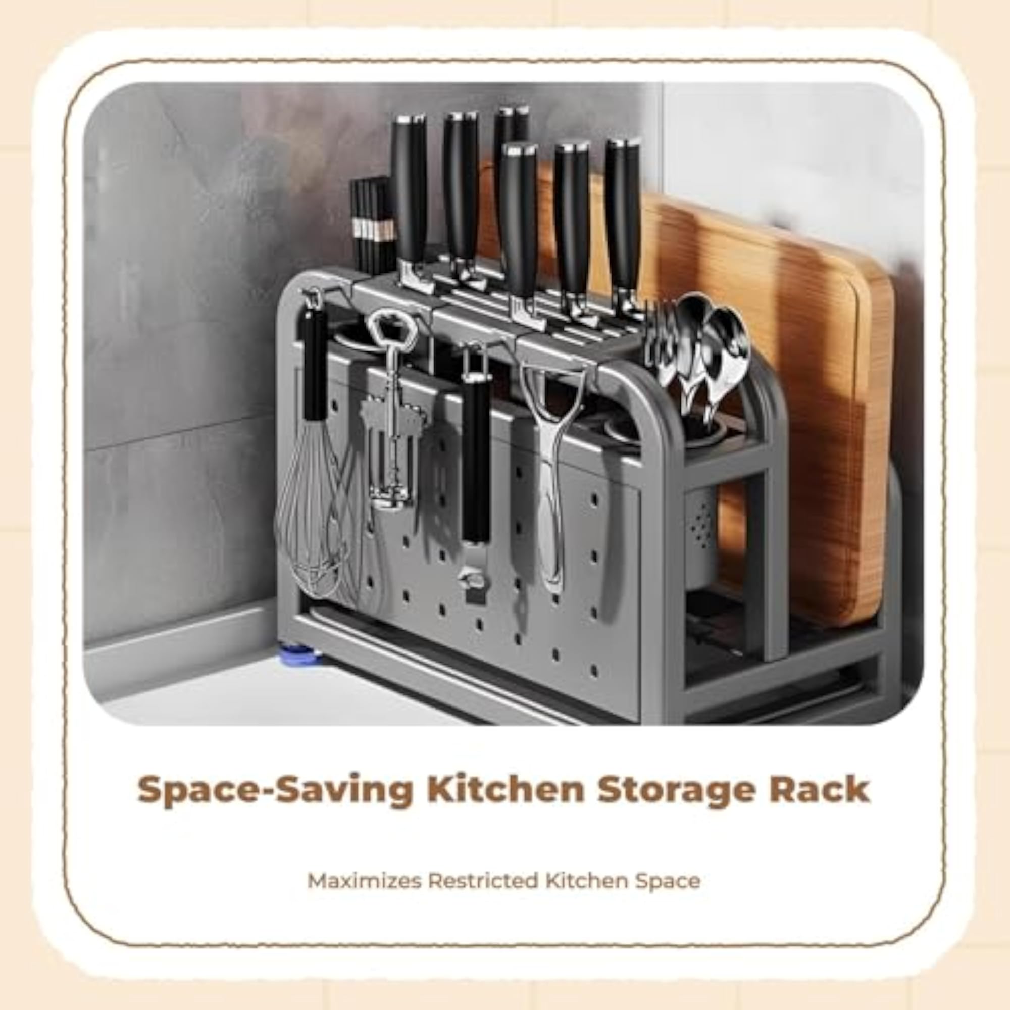 Stainless Steel Block Holder, Multifunctional Chopping Board Organizer